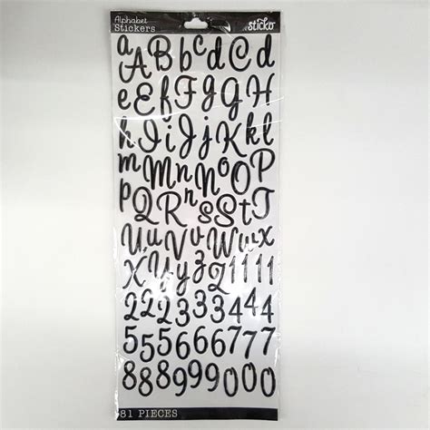 Sticko Large Black Sweetheart Script Alphabet Stickers 81 Piece
