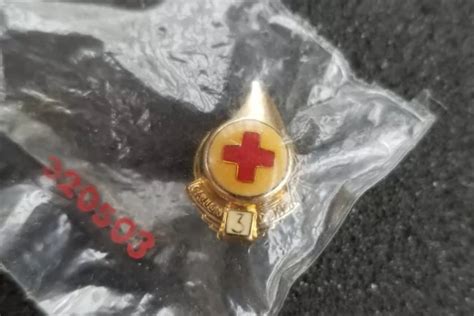 Nos American Red Cross 3 Gallon Blood Donor Pin Gold Tone And Enamel 12