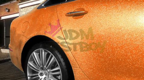 60x480 Premium High Gloss Glitter Orange Sparkle Vinyl Wrap Sticker