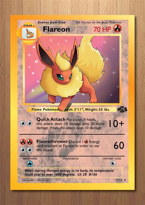 Flareon Giant Pokemon Card Print Etsy Uk