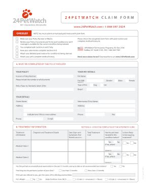 Our content is free because we may earn a 24petwatch also has a few additional benefits which are not subject to deductibles and copays. 2013-2018 Form 24PetWatch Claim Form Fill Online, Printable, Fillable, Blank - PDFfiller