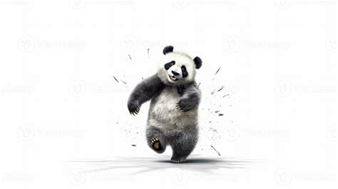 Panda Jump And Dance On White Background Generative Ai 24542021 Stock