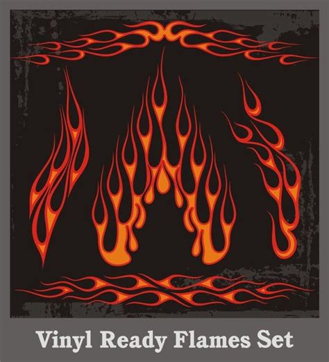 A Set Of Vinyl Ready Flames Vector Clipart Vehicle Graphics Etsy In