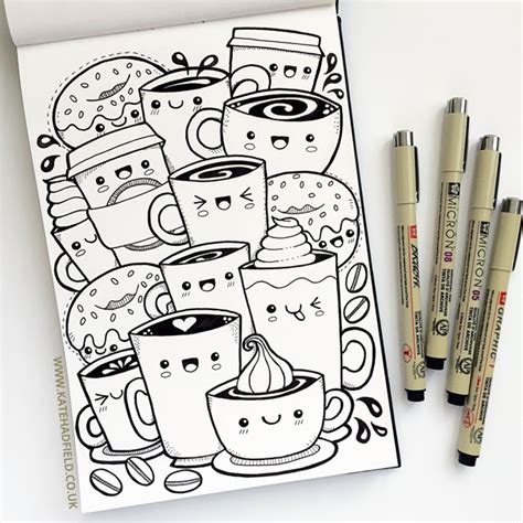 Shop thousands of high quality stainless steel drink bottles designed and sold by artists. Kawaii Coffee free colouring page - Kate Hadfield Designs