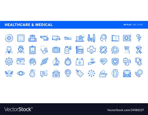 Set Flat Line Icons Royalty Free Vector Image Vectorstock