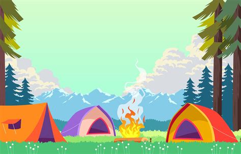 Summer Camp With Tent 2411665 Vector Art At Vecteezy