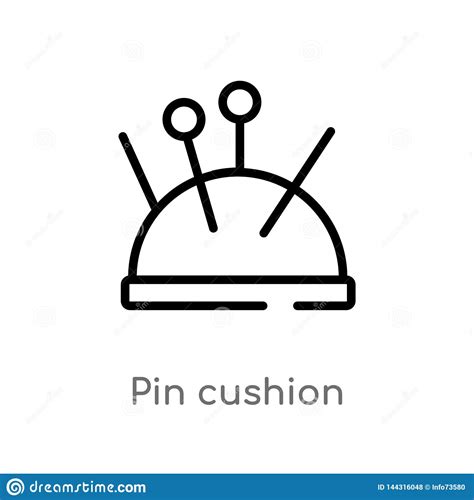Outline Pin Cushion Vector Icon Isolated Black Simple Line Element