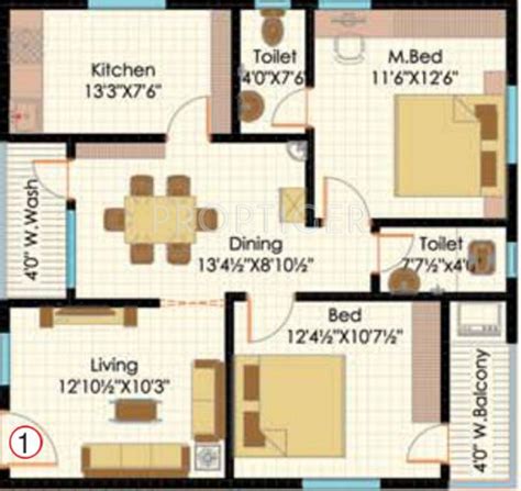 1100 Sq Ft 2 Bhk Floor Plan Image Sukhibhava Brindavanam Apartments