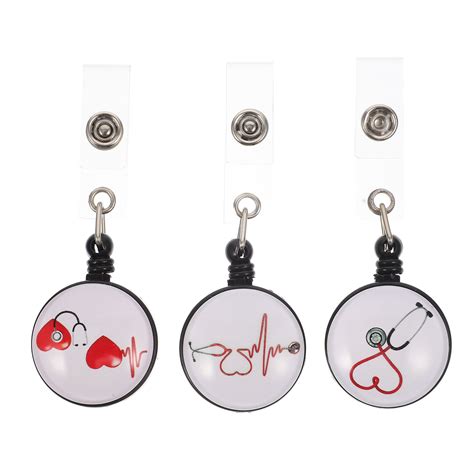 3pcs Nurse Badge Reels Retractable Badge Reels Name Card Badge Holders Id Badge Holders