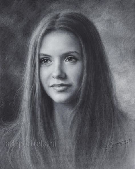 Nina Dobrev Drawing By Dry Brush By Drawing Portraits Realistic