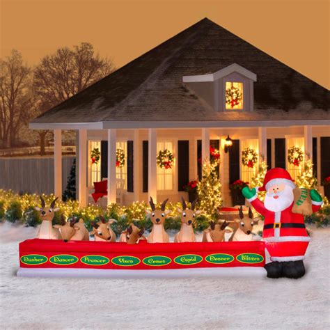 Tis Your Season 16 Ft Huge Santa Feeding Reindeer Scene Airblown Inflatable Christmas Decoration