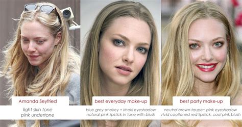 Doesn't have to stoop to cut the boy's hair. Make up charts: Amanda Seyfried and Her Skin's Pink Undertone