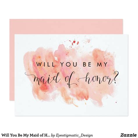 Will You Be My Maid Of Honor Card Bridesmaid Proposal Cards Be My