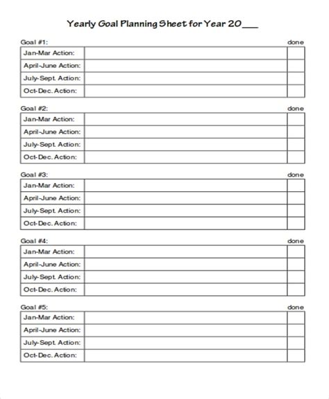 8 Goal Sheet Templates Free Samples Examples Format Download