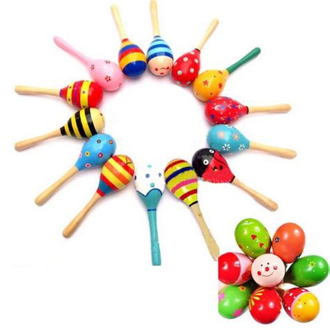 Wooden Maraca Wood Rattles Party Favor Child Baby Kids Musical Shaker