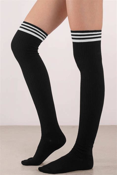 By The Fire Grey Striped Over The Knee Socks Over The Knee Socks