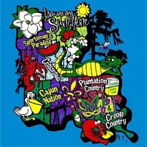 Louisiana Cartoon Map Greeting Card By Kevin Middleton Artofit