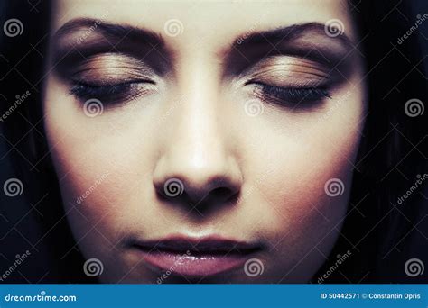 Beautiful Woman Eyes Closed Stock Image Image Of Skin Portrait 50442571