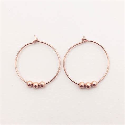 Rose Gold Filled Beaded Hoop Earrings By Ilona Maria Jewellery