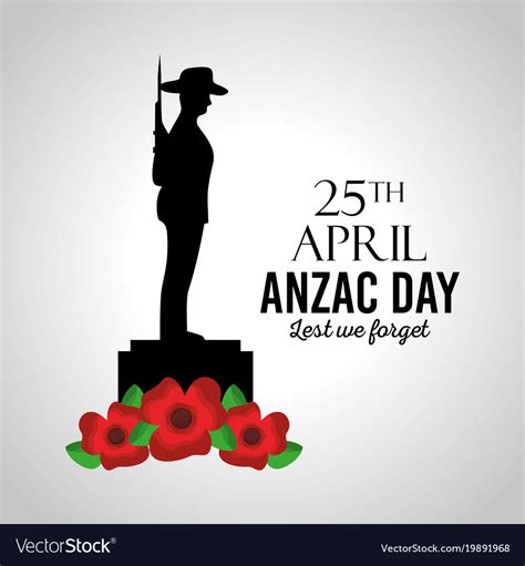 anzac day lest we forget card memory celebration vector image