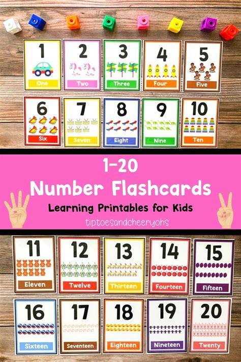 Number Flashcards Numbers 1 20preschool Homeschool Etsy Number
