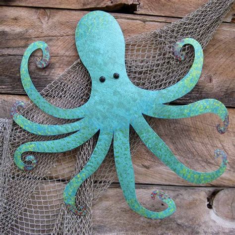 Buy A Handmade Large Metal Octopus Wall Sculpture Ocean Wall Decor Teal