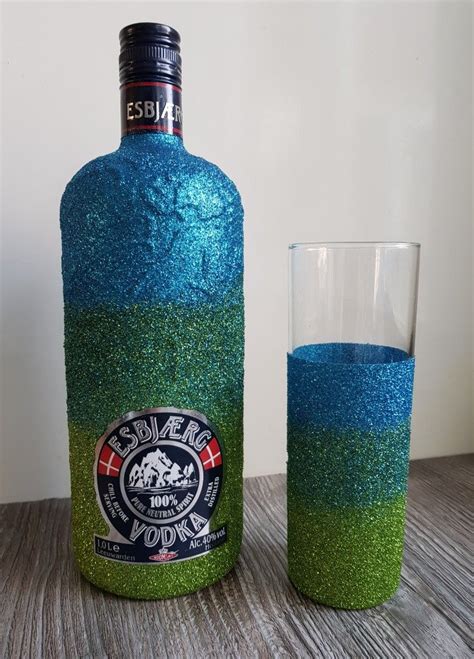 Esbjaerg Vodka Wodka Glitter Bottle Ombre Blue Green Fles Blauw Groen