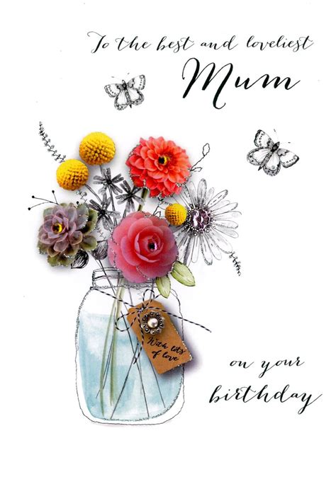 Beautiful Wife Birthday Embellished Greeting Card Cards