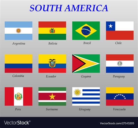 Set All Flags South America Royalty Free Vector Image