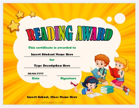 Reading Award Certificate Templates For Word Professional Certificate