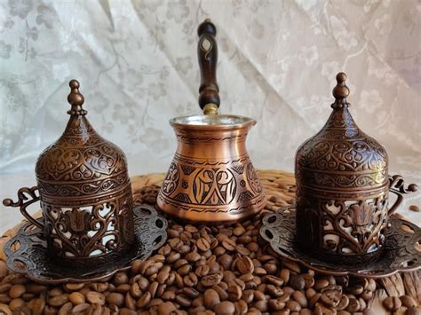 Turkish Coffee Set Greek Coffee Set Copper Coffee Pot Etsy Turkish