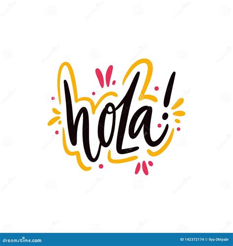 Hola Sing Hand Drawn Vector Lettering Modern Typography Stock
