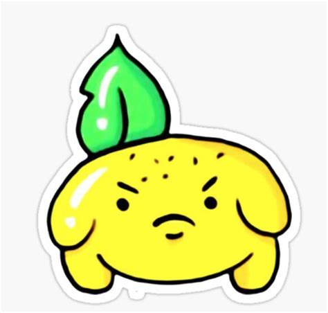 A Yellow Lemon With A Green Leaf On Its Head And Eyes Sticker