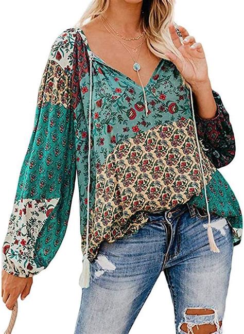 Ericcay Tunic Ladies Oversized Loose Hippie Blouses Fringed Snare