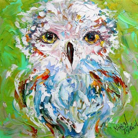 Owl Oil Painting Original Oil Painting Owl Portrait Palette Knife By