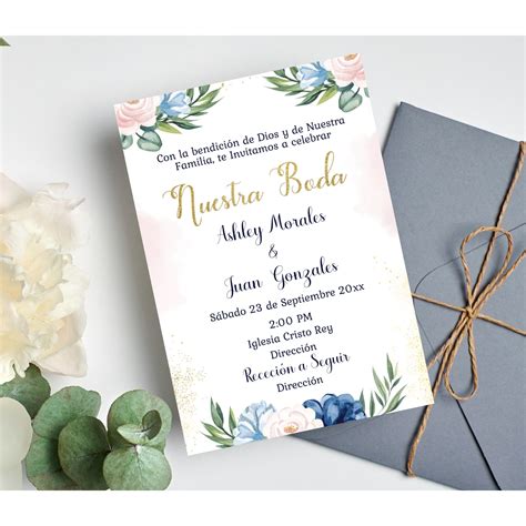 Invitación Moderna Para Boda Imprimirble Invitacion Para Etsy México