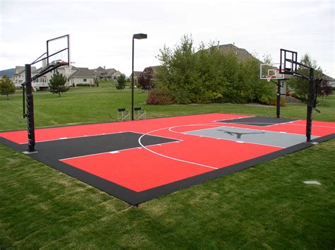 The times when you could go to the public basketball court in the nearby park or playground at any time of day and night and shoot ball fortunately, there is a solution, build a court in your backyard. Pin by Vador on Basketball | Basketball court backyard, Outdoor basketball court, Backyard ...