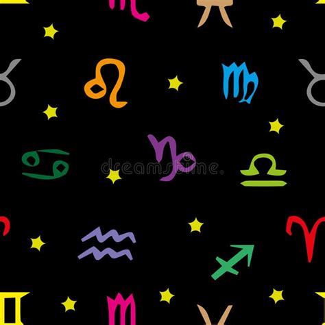 All Zodiac Signs Seamless Texture Stock Vector Illustration Of