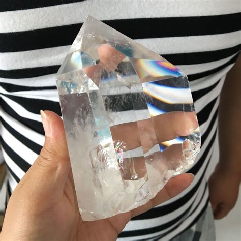 692g A Natural Clear Rainbow Quartz Crystal Point Healing