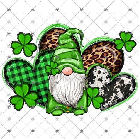 St Patrick S Day Gnome Hearts Sublimation Transfer St Patrick S