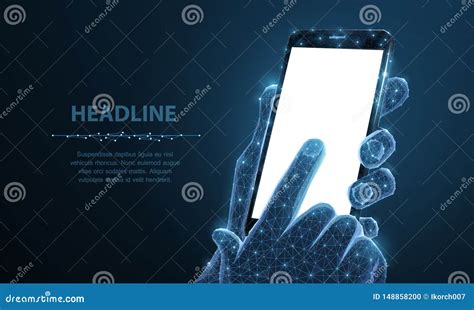 Mobile Phone Abstract Polygonal Wireframe Closeup Mobile Phone With