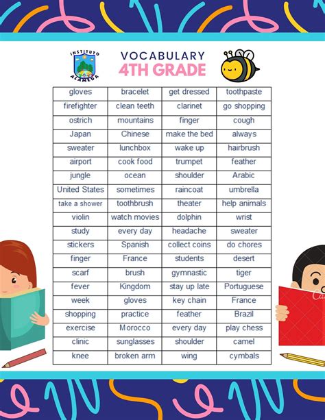 Vocabulary For 4th Graders Worksheet