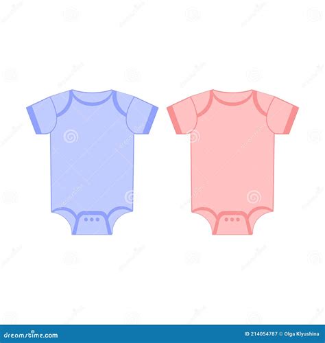 Vector Blue And Pink Blank Baby Bodysuit Template Mock Up Closeup