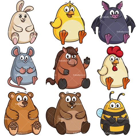 Chubby Animals Cartoon Vector Clipart Friendlystock