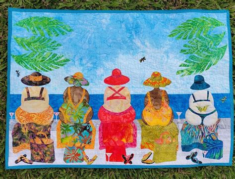 smaller beach bums quilt wall hanging 33 5 x 24 one of a kind etsy