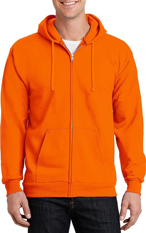 Buy Miracle Tm Neon Orange Mens Zip Up Hoodie Men Long Sleeve Plain