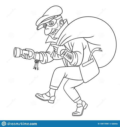 We love and respect our little square heros in blue. Coloring Page With Thief Robber Criminal Stock Vector ...