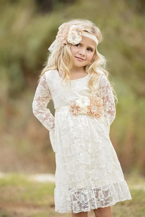 This Vintage Ivory Lace Dress Features Ruffle Sleeves And Hem That Is Ivory Flower Girl
