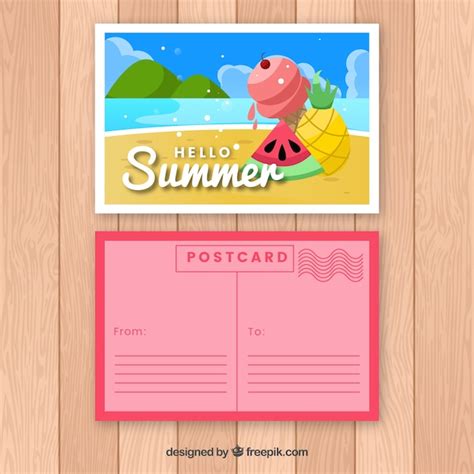 Free Vector Nice Summer Postcard