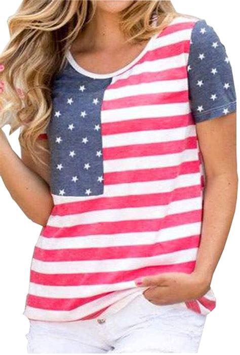American Flag Tie Front Shirt Patriotic Tops Women Stars And Stripes Shirts Funny Fourth Of July